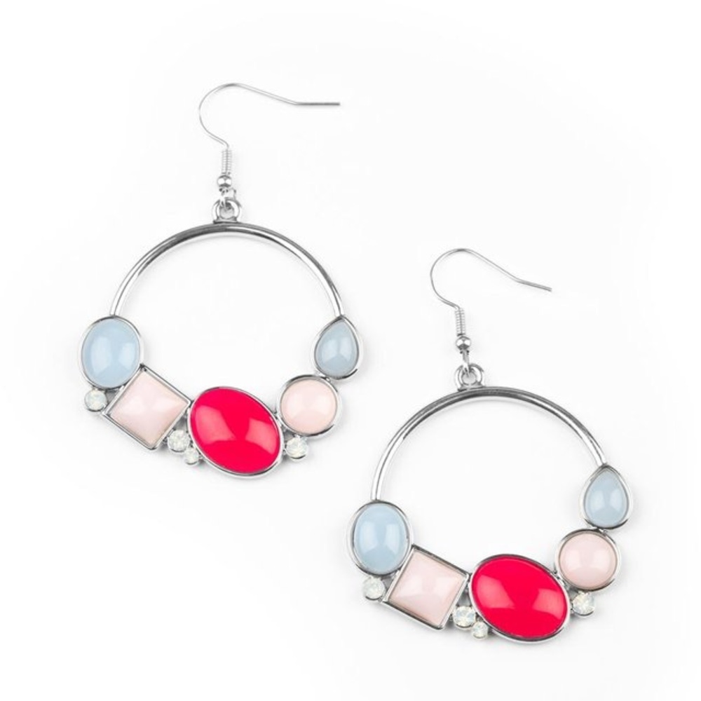 Elegant Silver and Pink Hoop Earrings